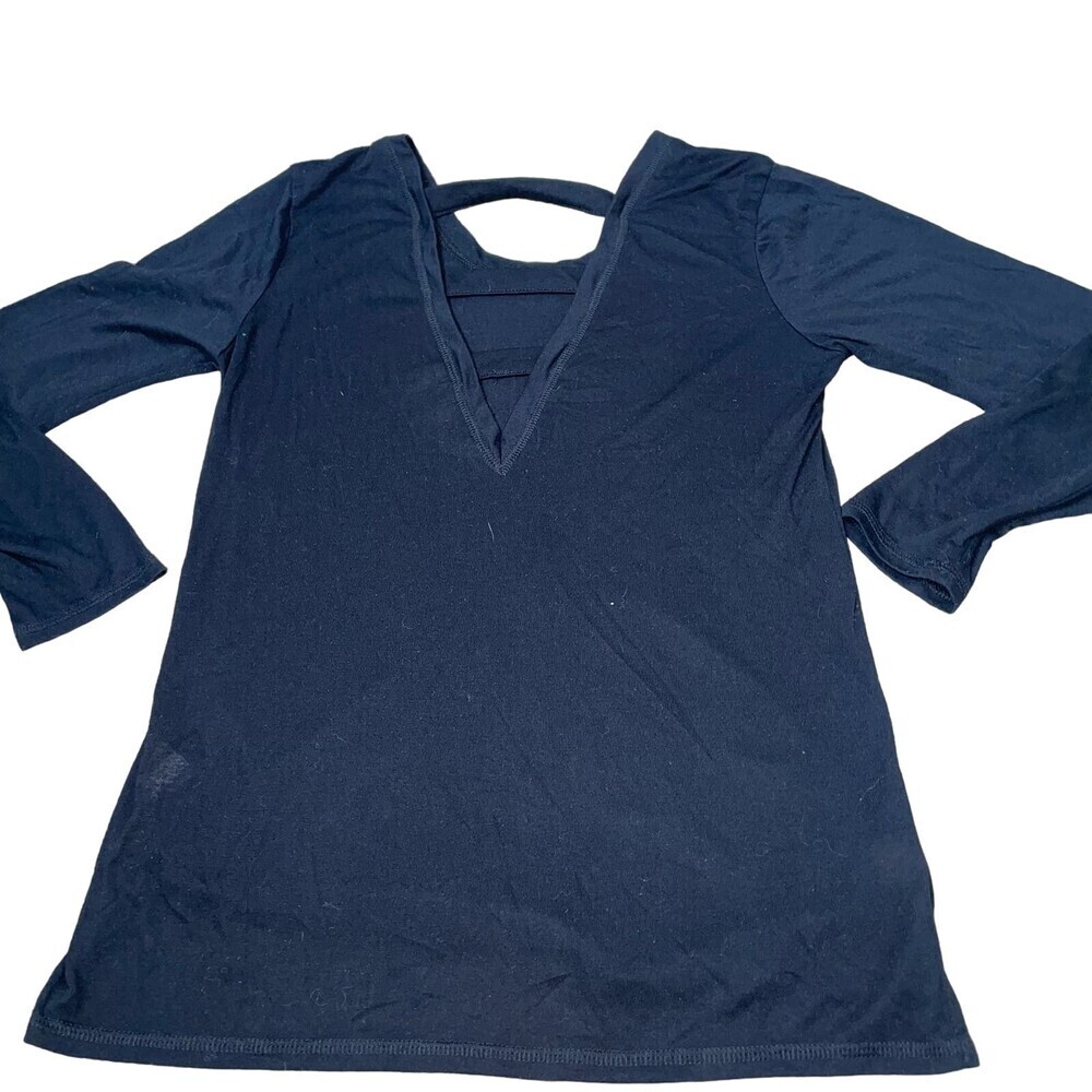 Athleta top long sleeve T-shirt back cross Boxy long torso workout gym SZ XS